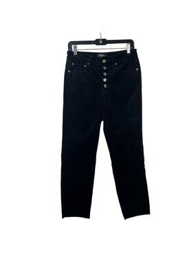 Oat High Rise Straight Crop Women’s 28 Corduroy Pants Black Button Fly Raw Hem